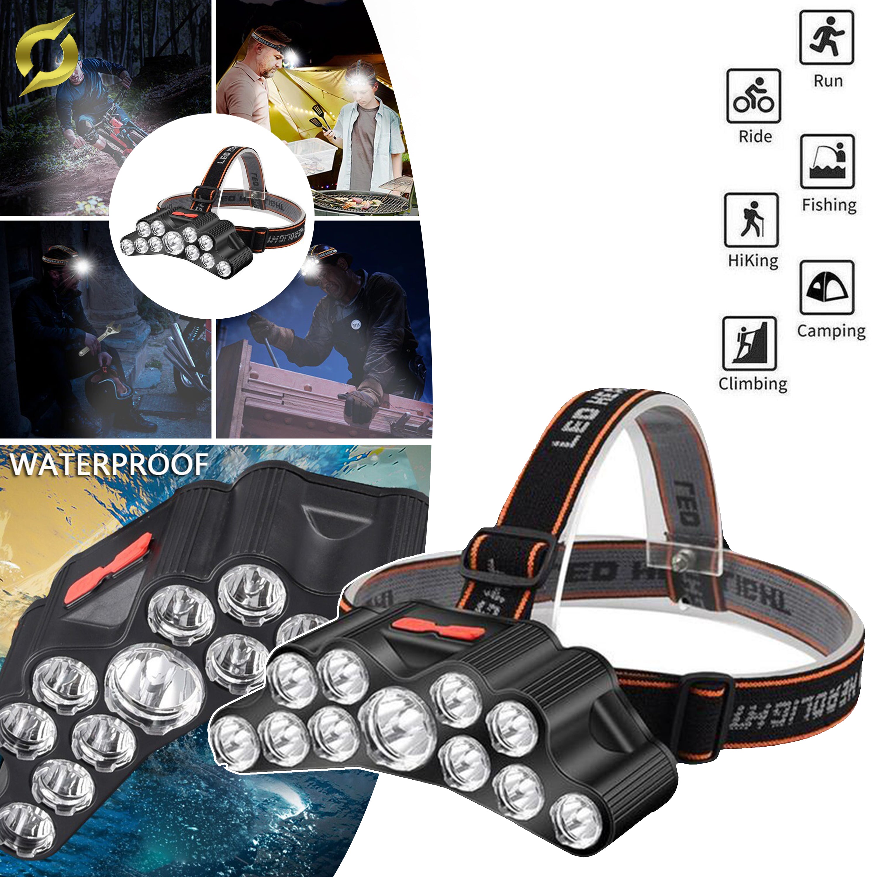 HLAVNÍ SVÍTIDLO NA HLAVU S 11 LED DIODAMI