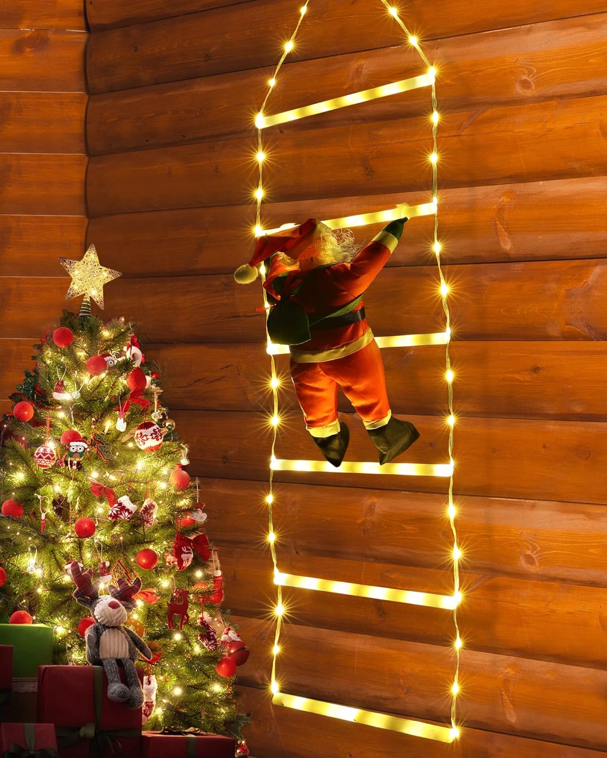 Santa Claus na LED žebříku