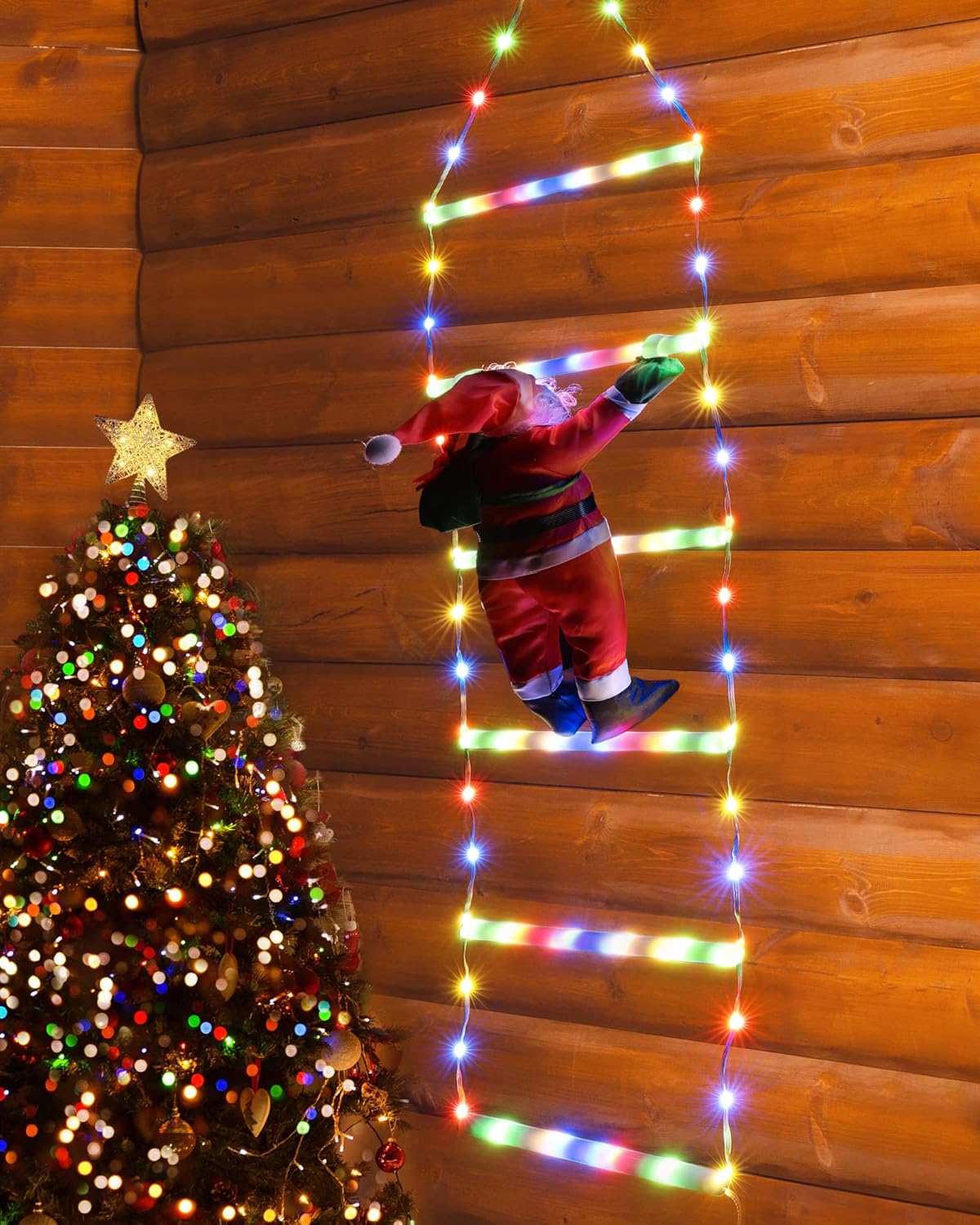 Santa Claus na LED žebříku